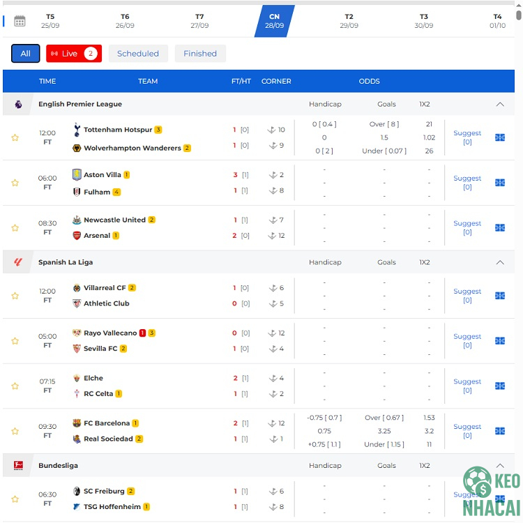 Quan sát biến động kèo