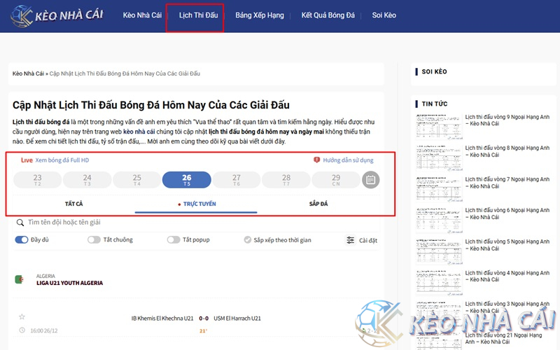 Xem lịch thi đấu bóng đá ở đâu?